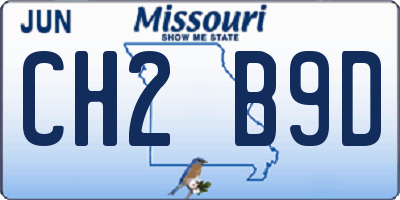 MO license plate CH2B9D