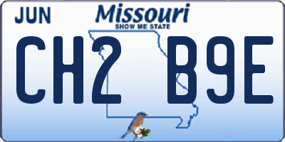 MO license plate CH2B9E