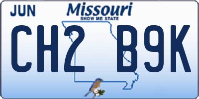 MO license plate CH2B9K