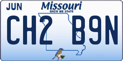 MO license plate CH2B9N