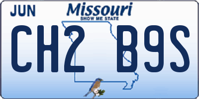 MO license plate CH2B9S
