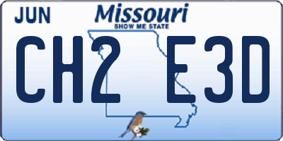 MO license plate CH2E3D