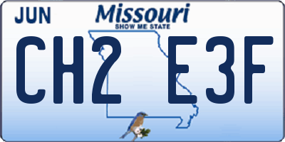 MO license plate CH2E3F