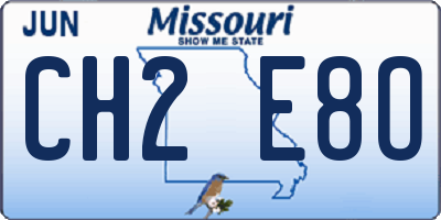 MO license plate CH2E8O