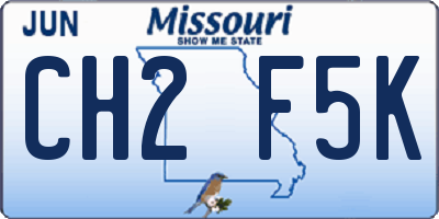 MO license plate CH2F5K
