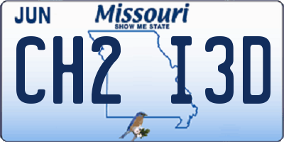 MO license plate CH2I3D