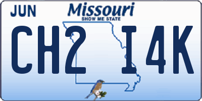MO license plate CH2I4K