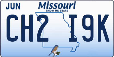 MO license plate CH2I9K