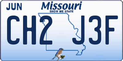 MO license plate CH2J3F