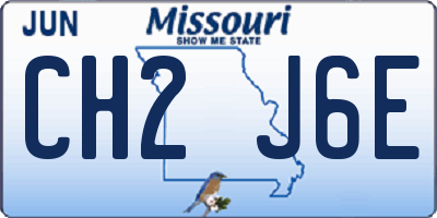 MO license plate CH2J6E