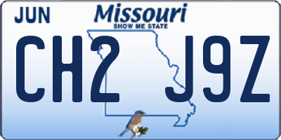 MO license plate CH2J9Z