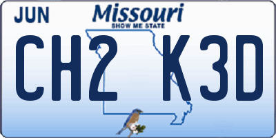 MO license plate CH2K3D