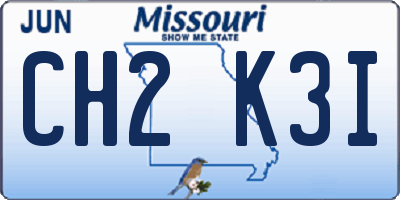 MO license plate CH2K3I