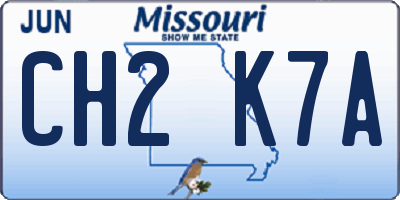 MO license plate CH2K7A