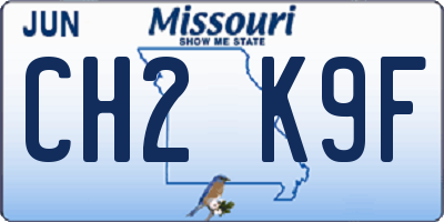 MO license plate CH2K9F