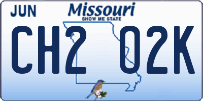 MO license plate CH2O2K