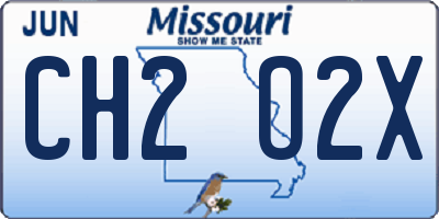 MO license plate CH2O2X