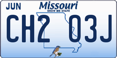MO license plate CH2O3J
