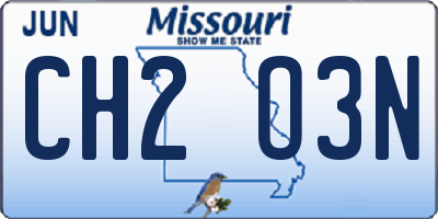 MO license plate CH2O3N