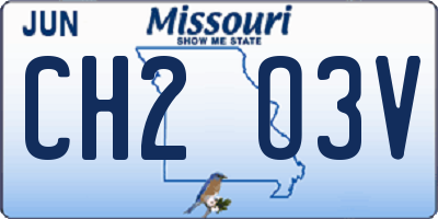 MO license plate CH2O3V