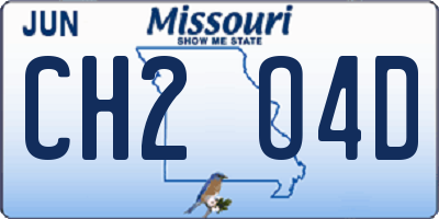MO license plate CH2O4D