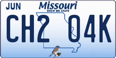 MO license plate CH2O4K