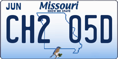 MO license plate CH2O5D