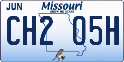MO license plate CH2O5H