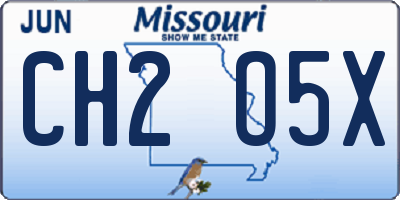 MO license plate CH2O5X