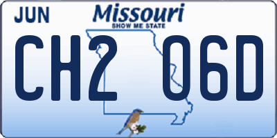 MO license plate CH2O6D