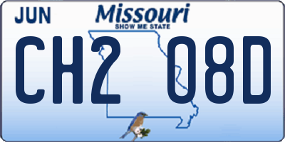MO license plate CH2O8D