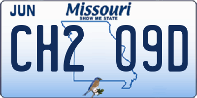 MO license plate CH2O9D