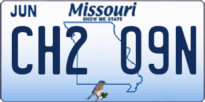 MO license plate CH2O9N