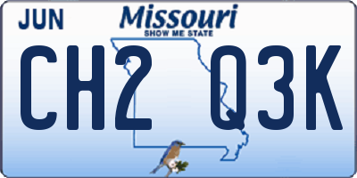 MO license plate CH2Q3K