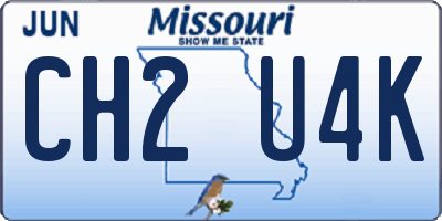 MO license plate CH2U4K