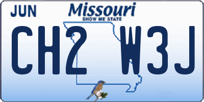 MO license plate CH2W3J
