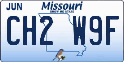 MO license plate CH2W9F