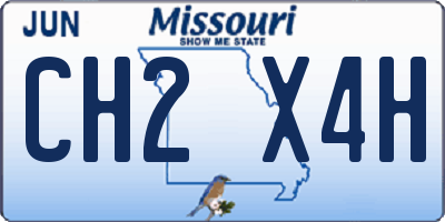 MO license plate CH2X4H