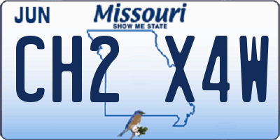 MO license plate CH2X4W
