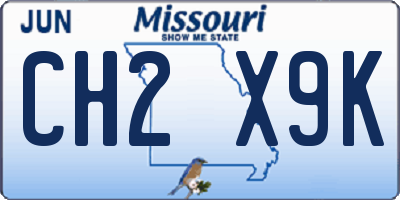 MO license plate CH2X9K