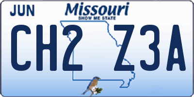 MO license plate CH2Z3A