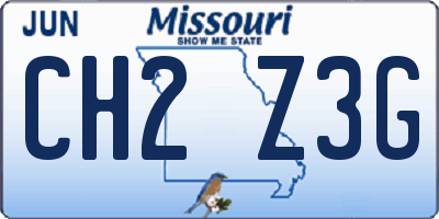 MO license plate CH2Z3G