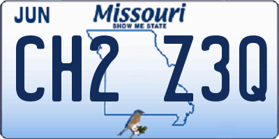 MO license plate CH2Z3Q