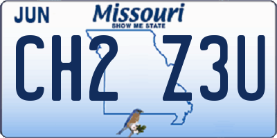 MO license plate CH2Z3U