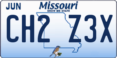 MO license plate CH2Z3X