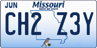 MO license plate CH2Z3Y