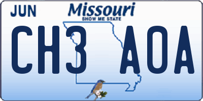 MO license plate CH3A0A