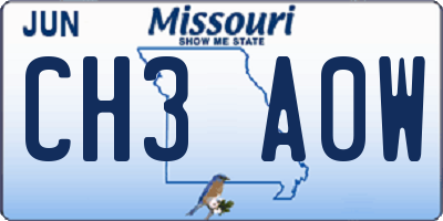 MO license plate CH3A0W