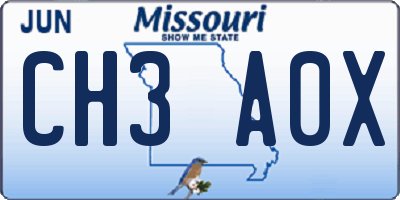 MO license plate CH3A0X