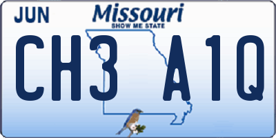MO license plate CH3A1Q